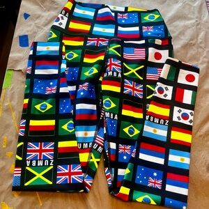 Colorful Flag Print Leggings zumba wear size XS NWT no tag